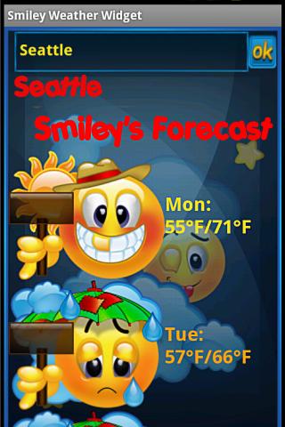 Smiley Weather Widget Screen 2