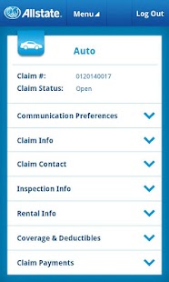 allstate insurance claim mobile apps screenshot tracker progressive