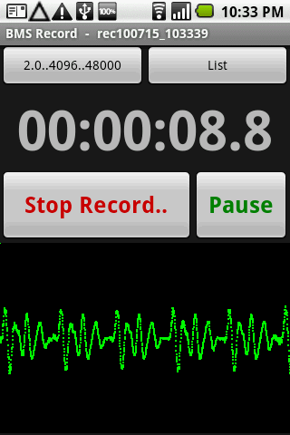 BMS Recorder Screen 1