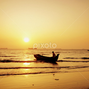 Sunset on Beach by Emon  Jaman - Landscapes Sunsets & Sunrises