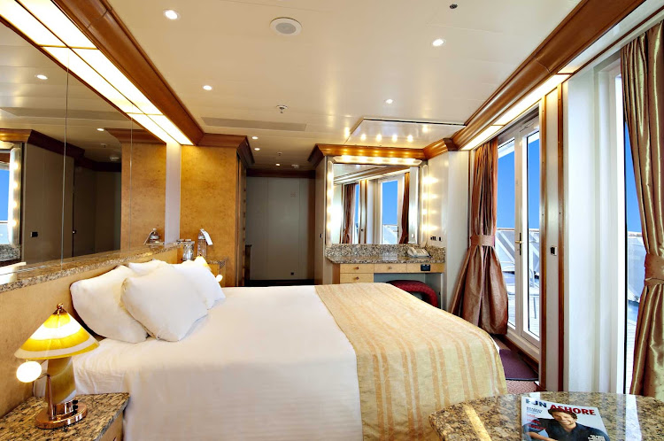 A guest cabin on Carnival Pride.