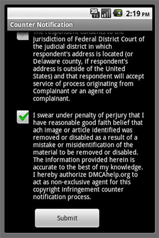 DMCA Screen 2
