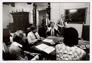 Overleg tussen PvdA en CDA in de oude vleugel van het stadhuis