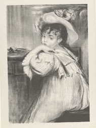 Zittend meisje met hoed