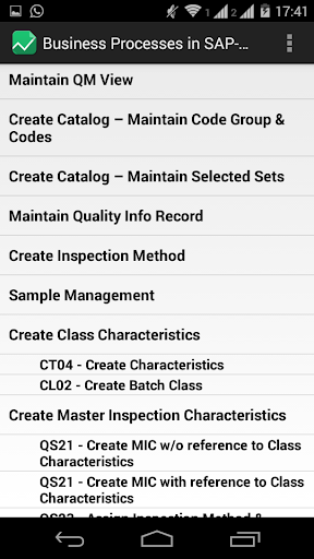 SAP QM Process List