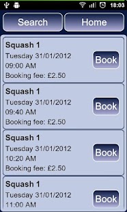 Squash Bookings Screen 3