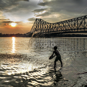 Child plays with the river water  by Sumit Kar - Babies & Children Children Candids
