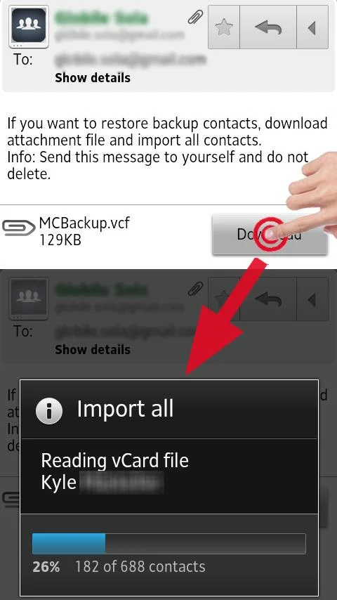 MCBackup - My Contacts Backup - screenshot