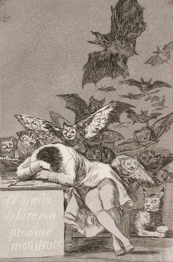 The sleep of reason produces monsters (No. 43), from Los Caprichos