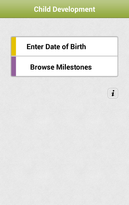 Android application Developmental Milestones screenshort