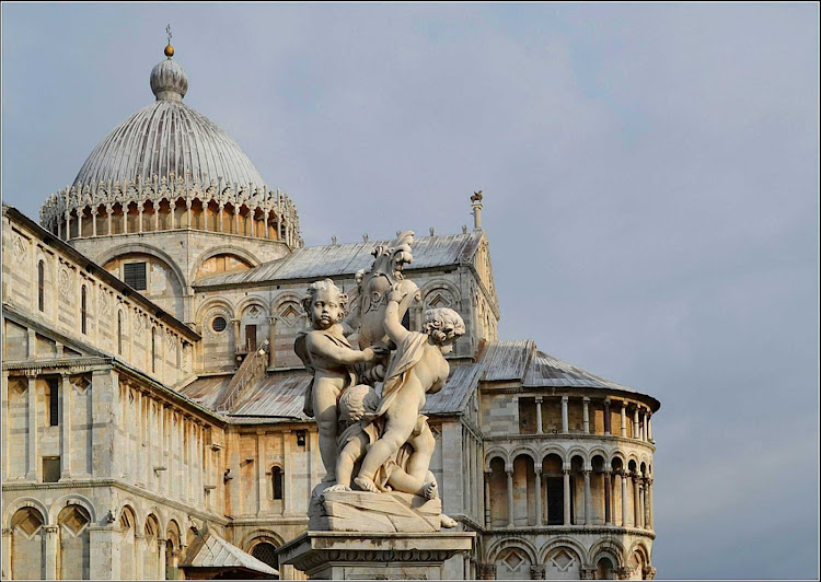 Outside Pisa Cathedral in Pisa, Italy.