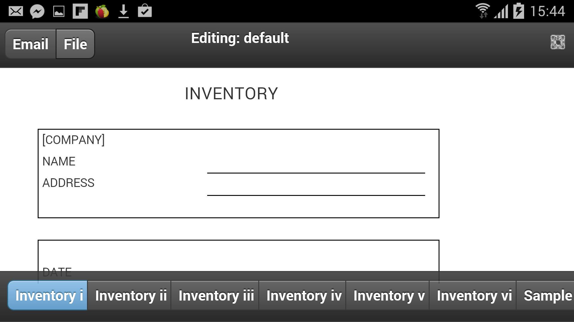 Android application Inventory List screenshort