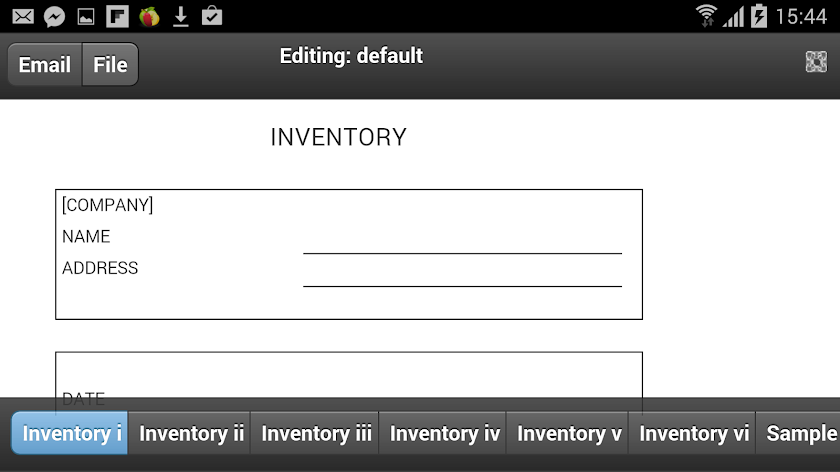 Inventory List Screen 1