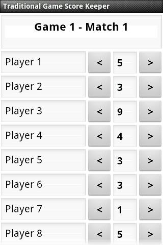 Traditional Game Score Keeper