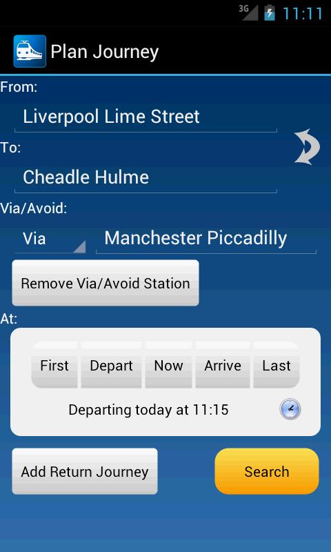 Rail Planner Live Screen 2
