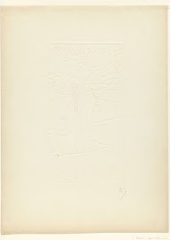 Vrouwelijke heilige met nimbus en tak in landschap