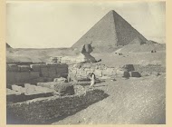 Gezicht op de sfinx en piramide van Cheops, Gizeh