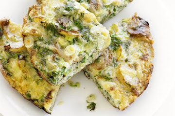 Potato, spring onion, dill & cheese frittata
