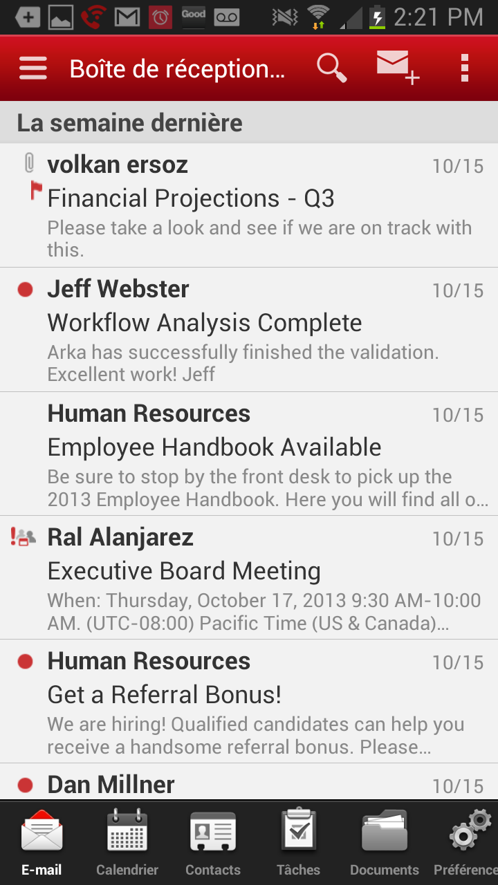 Android application Good for Enterprise™ screenshort