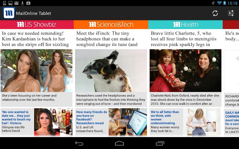 Daily Mail Online Tablet Screen 2