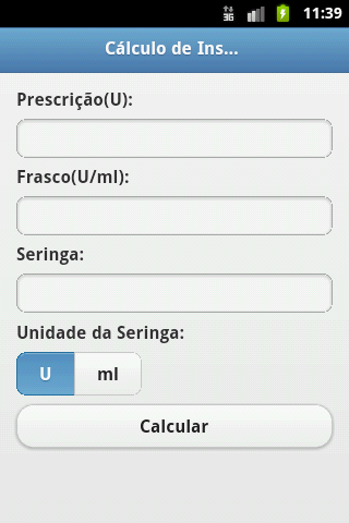 Cálculo de Insulina Screen 1