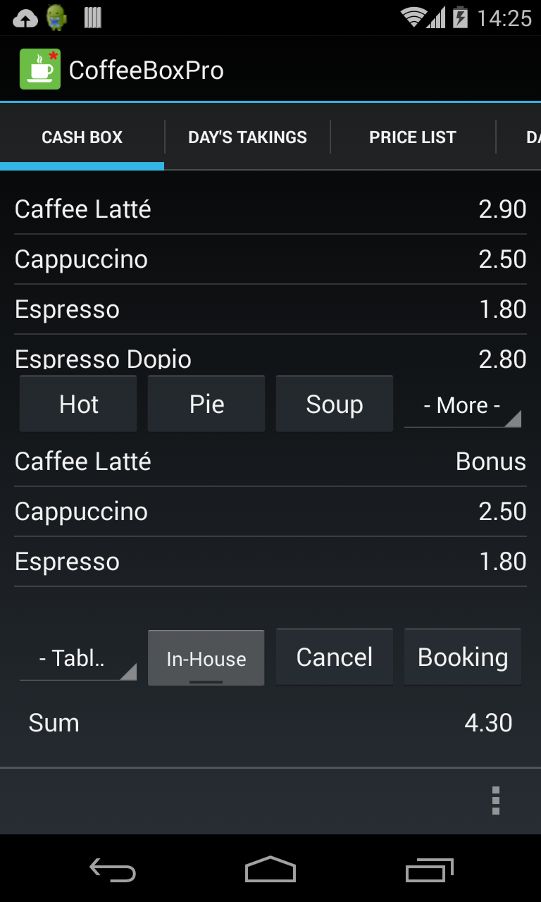 CoffeeBoxPro Screen 1