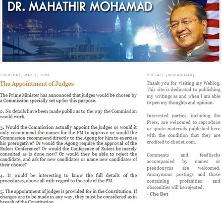 Mahathir Mohamad www chedet  com blog