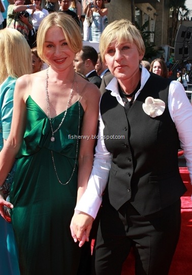 Photo of Ellen Degeneres and Portia de Rossi the couple married in Los Angeles on August 16, 2008