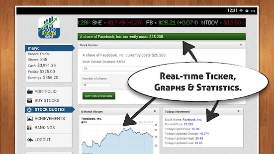 Stock Broker Game - $10K free