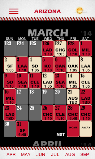 Baseball Pocket Sked - Dbacks