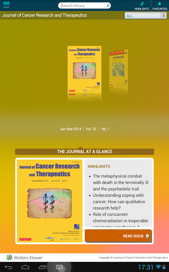   J Can Res Ther(JCRT) – snímka obrazovky 