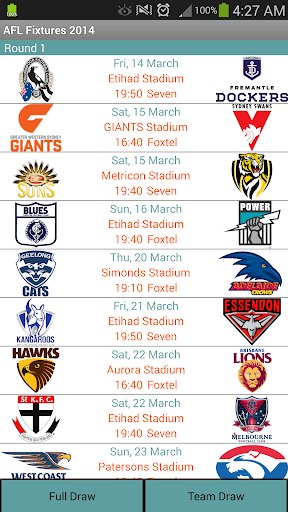 AFL Fixtures 2014
