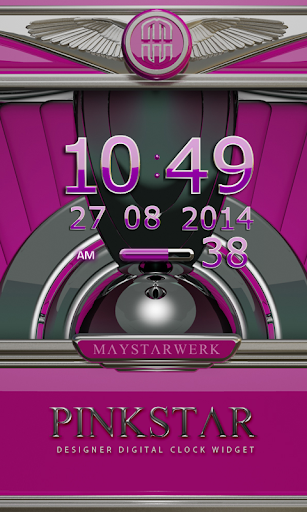 Digi Clock Widget Pink Star