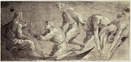 Fotoreproductie van een tekening van Rafaël, studie voor de Wonderbare visvangst