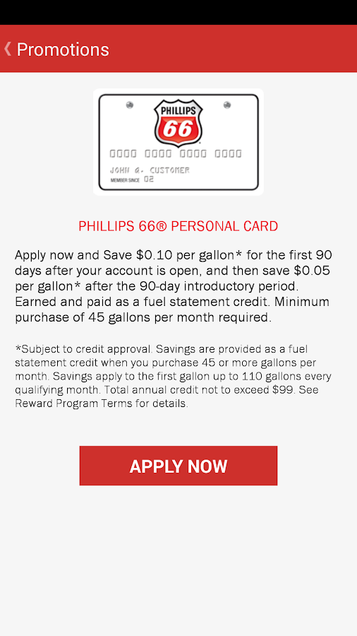 What rewards are offered with a Conoco Phillips 66 card?