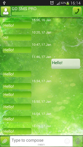 GO SMS Green Sparkle