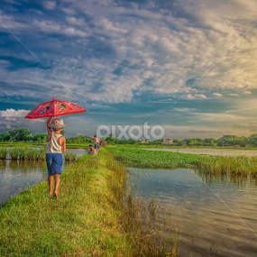 My Umbrella by Julius Dumaguin - Landscapes Prairies, Meadows & Fields