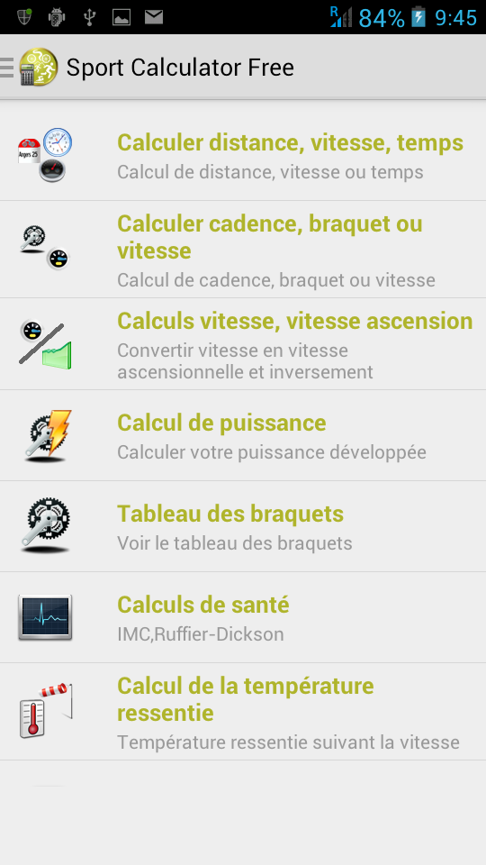Sport Calculator Screen 2