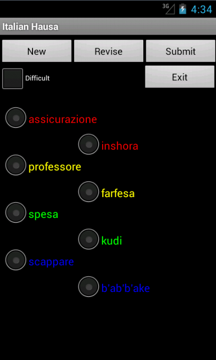Hausa Italian Dictionary Screen 3