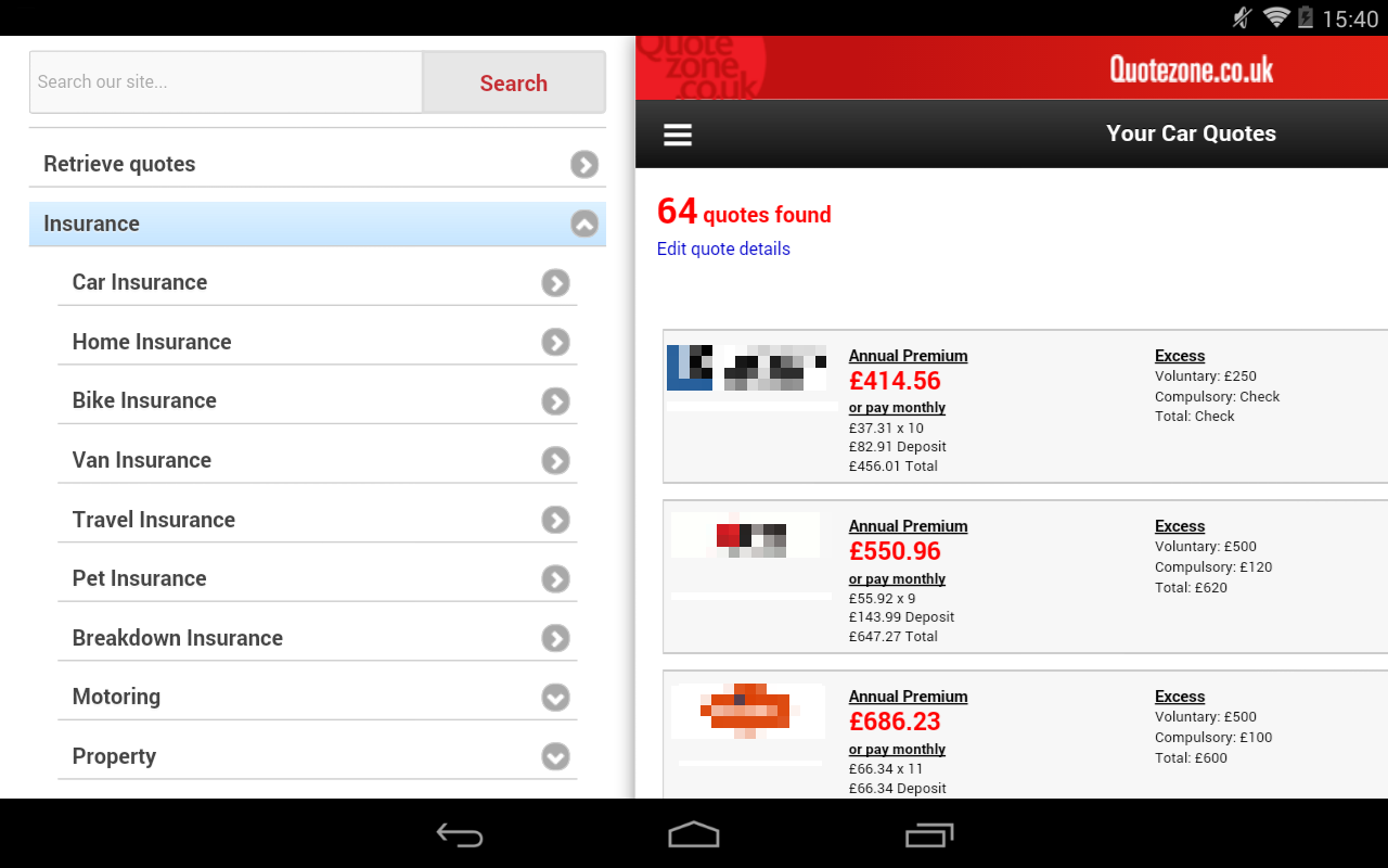 Car Insurance Quote Comparison - screenshot