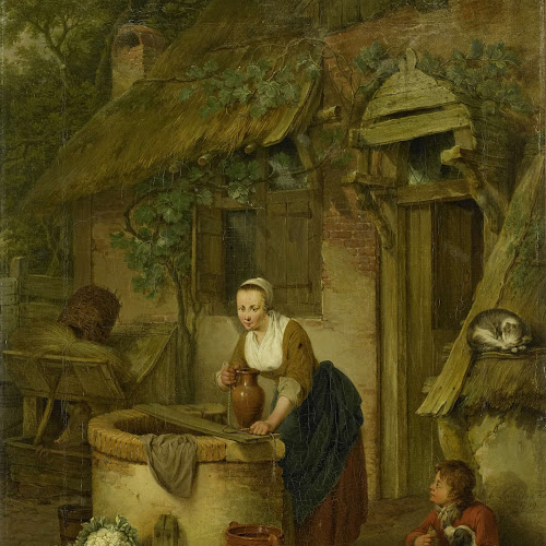 Woman Drawing Water from a Well, Jacobus Johannes Lauwers, 1799