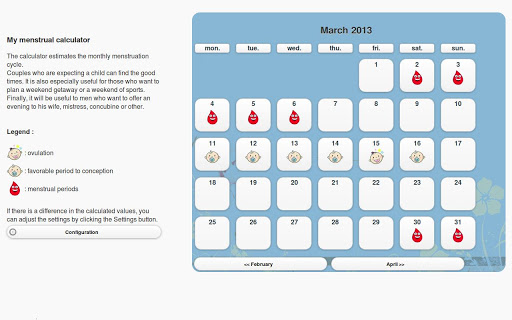 My menstrual calculator