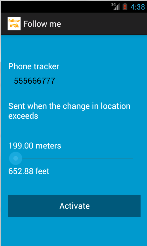 Android application Follow me screenshort