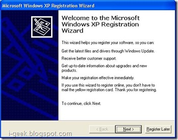 Windows XP Registration Wizard