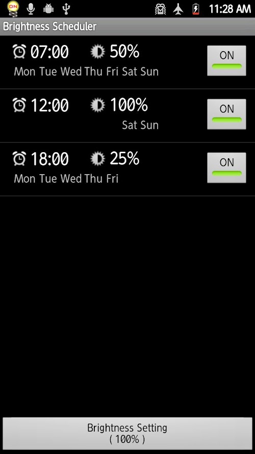 Android application Brightness Scheduler Pro screenshort