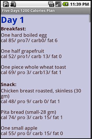 1000 A Day Diet Menu