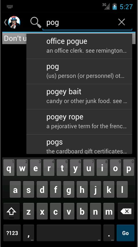 Military Dictionary Screen 2