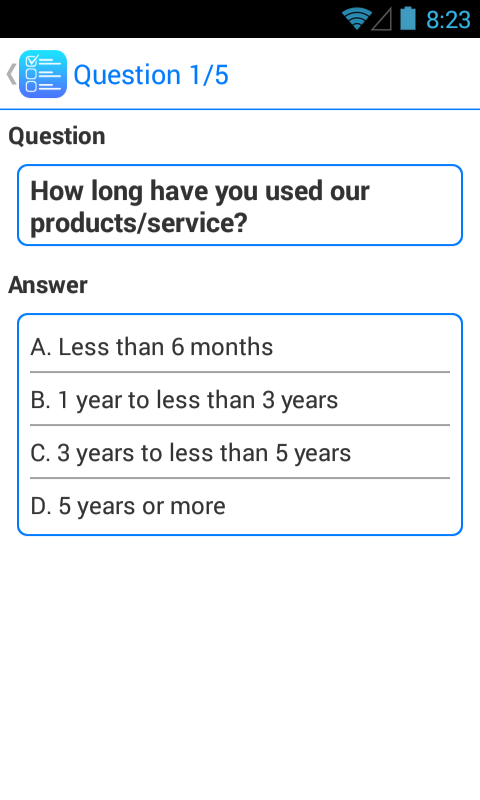   Survey App Lite (ekrano kopija) 