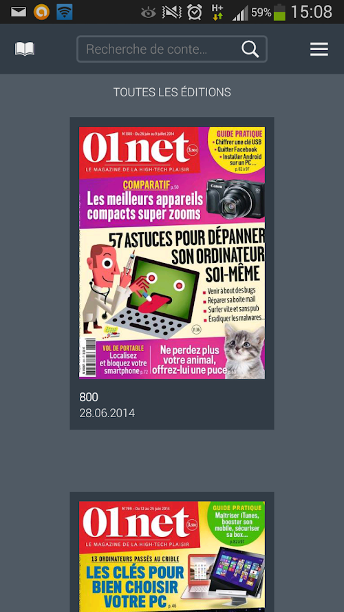 Android application 01net mag screenshort