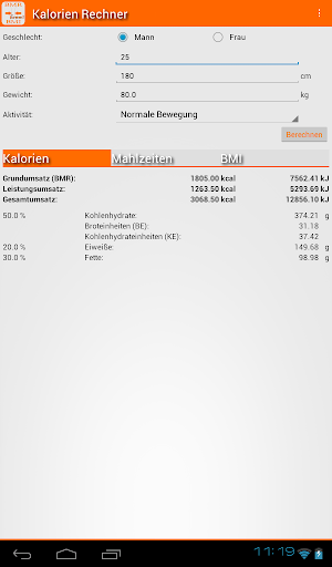 【免費健康App】Kalorien Rechner BMR + BMI-APP點子